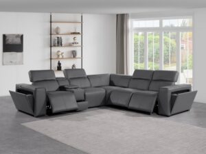 BlackJack Furniture Ernesto 6 Piece L Shaped Power Reclining Sectional Sofa Dark Grey