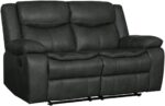 Blackjack Furniture Marsden Modern Leather Air Reclining Living Room Loveseat, Lead Gray