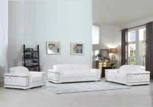 Blackjack Furniture Usry Top Grain Italian Leather Set White