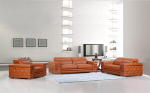 Blackjack Furniture Usry Top Grain Italian Leather Set Camel